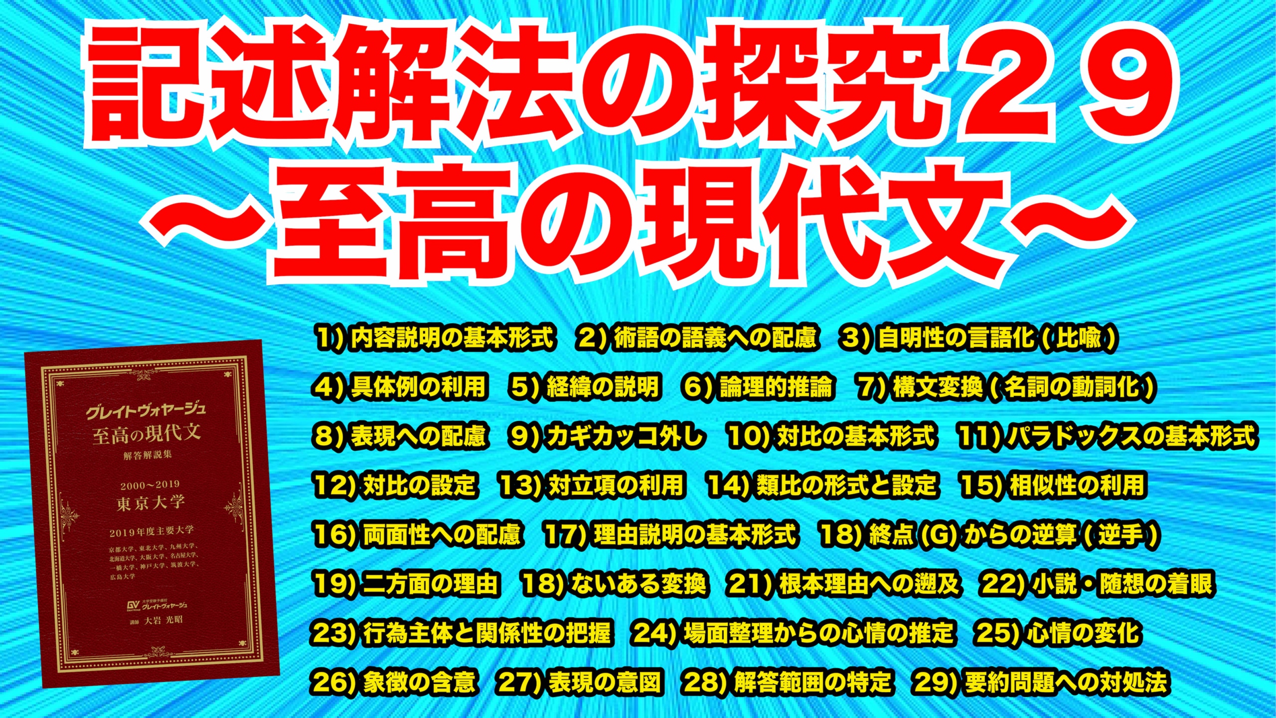 記述解法の29 至高の現代文 沖縄県那覇市で予備校を探すなら大学受験予備校グレイトヴォヤージュ 記述解法の29 至高の現代文 沖縄県那覇市で予備校を探すなら大学受験予備校グレイトヴォヤージュ