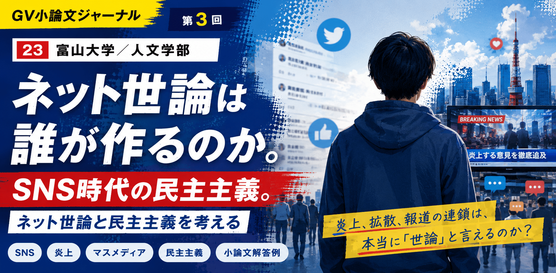 富山大学小論文 解答例 SNS時代の民主主義とネット世論